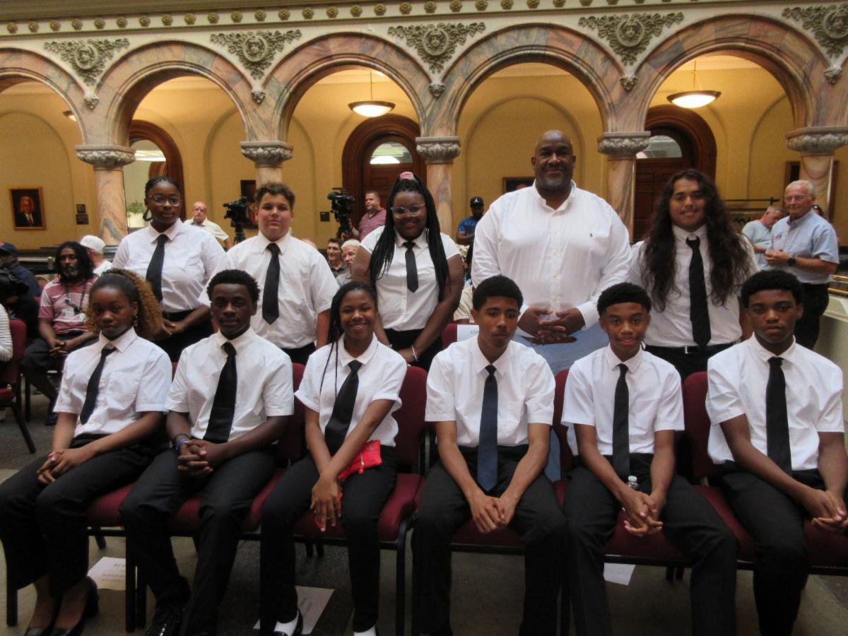 group photo of Aviation Station youth participants