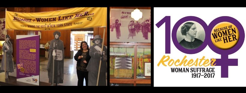 images and logo from Because of Women Like Her exhibit