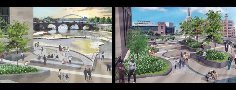 two initial architectural renderings for the project