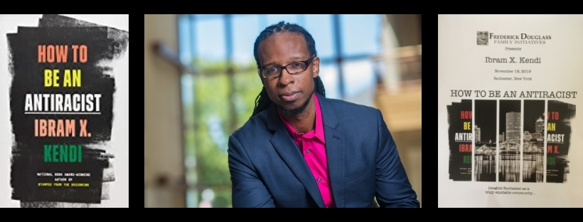 picture of Imbram Kendi's book jacket, portrait, and program from the 2019 event