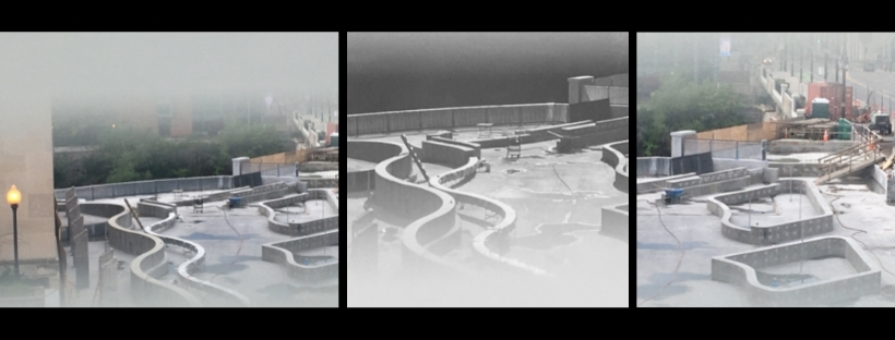 three images of the initial concrete structural forms