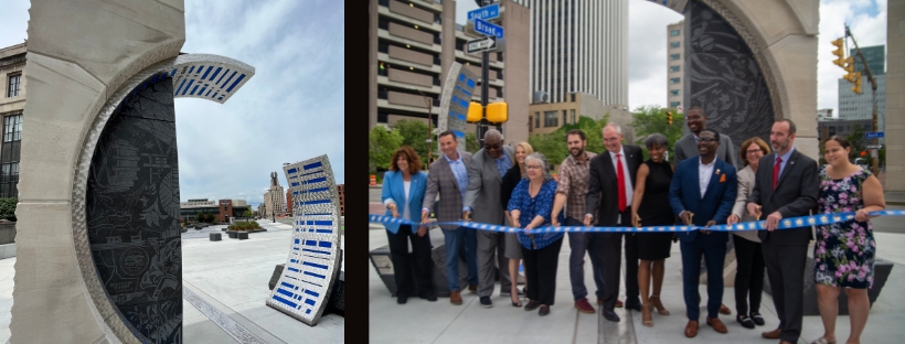 image of corner artwork and ribbon cutting ceremony