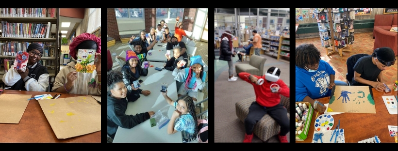 four pictures of youth enjoying activities